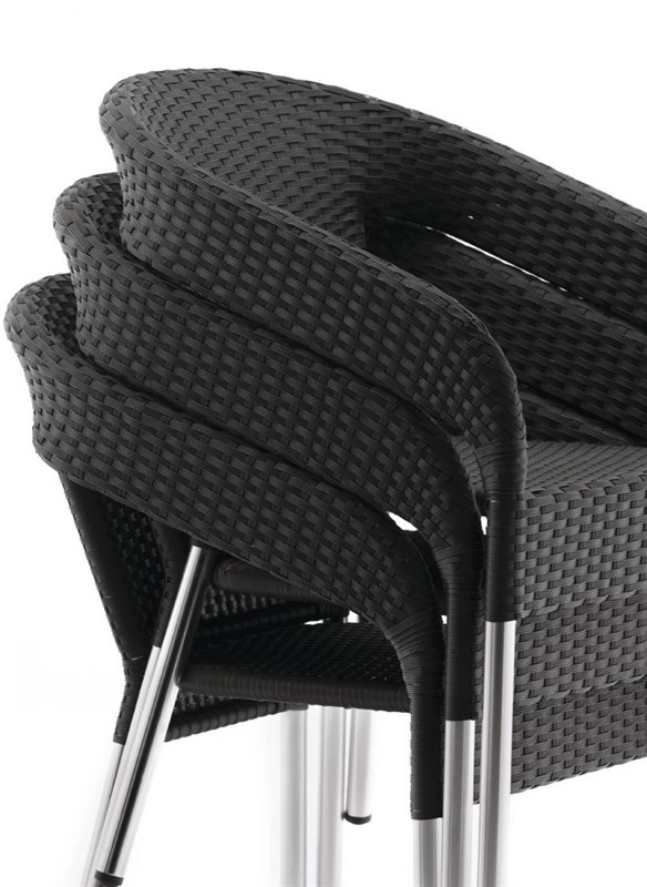  Bolero Rattanst&uuml;hle mit Armlehne in Aluminiumdesign anthrazit 
