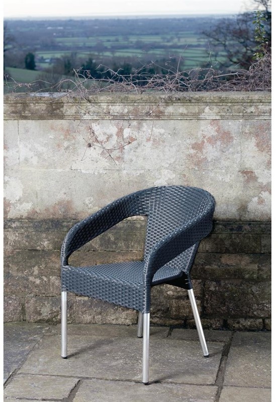  Bolero Rattanst&uuml;hle mit Armlehne in Aluminiumdesign anthrazit 