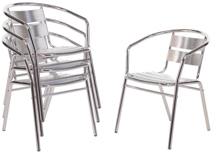  Bolero Bistrost&uuml;hle mit gerundeter Armlehne Aluminium 