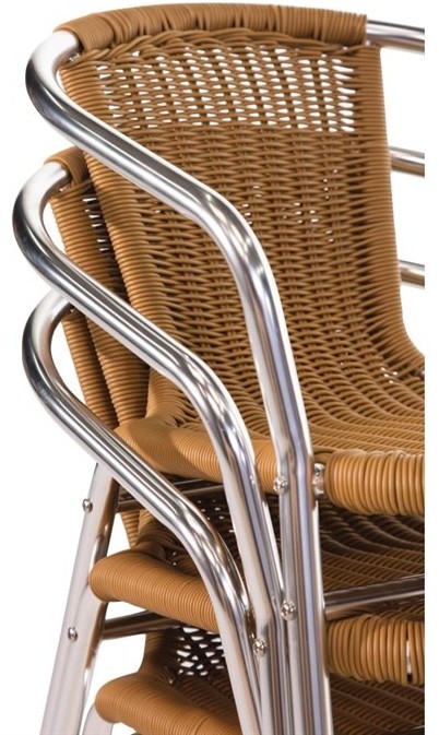  Bolero Rattanst&uuml;hle mit Armlehne in Aluminiumdesign naturell 