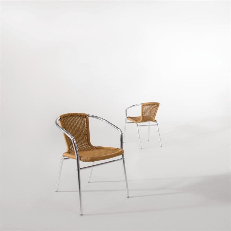  Bolero Rattanst&uuml;hle mit Armlehne in Aluminiumdesign naturell 
