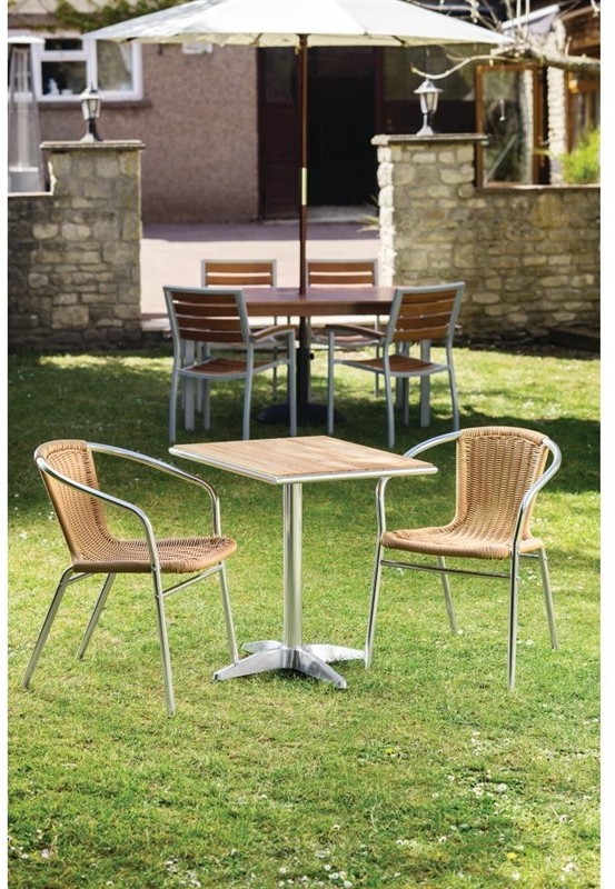  Bolero Rattanst&uuml;hle mit Armlehne in Aluminiumdesign naturell 