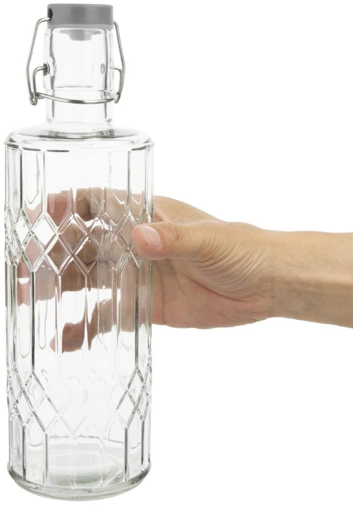  Olympia geo Glaswasserflasche mit St&ouml;psel 1 Liter (6 St&uuml;ck) 