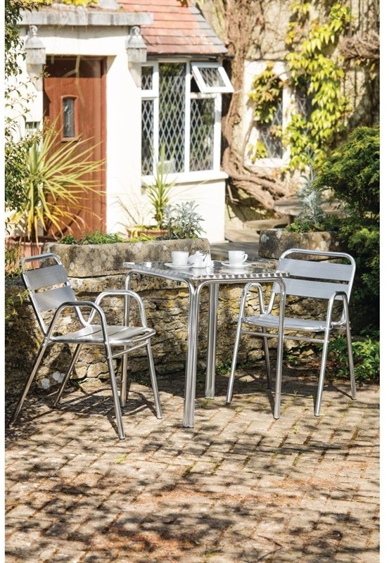  Bolero quadratischer Bistrotisch Edelstahl 4 Beine 60cm 