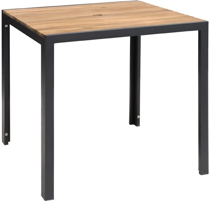  Bolero quadratischer Stahl- und Akazienholztisch 80cm 