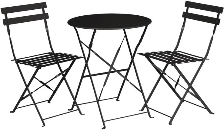  Bolero runder klappbarer Terrassentisch Stahl schwarz 60cm 