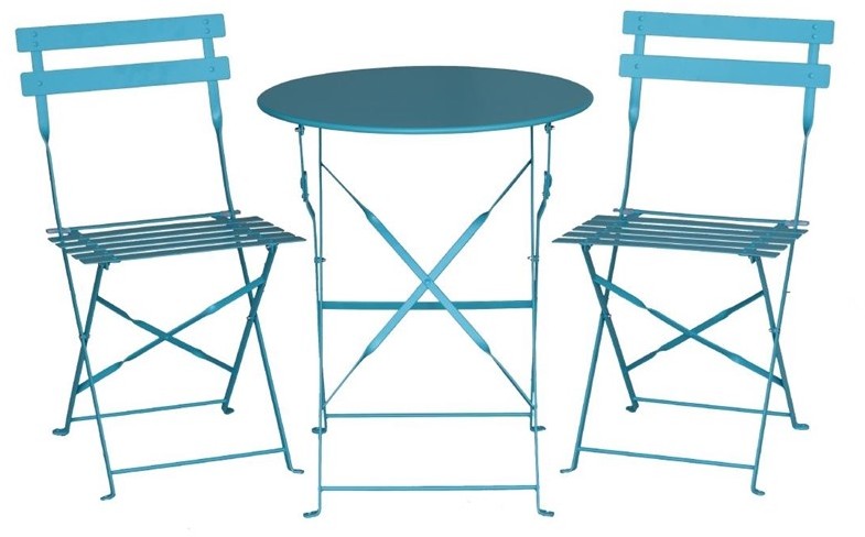  Bolero runder klappbarer Terrassentisch Stahl azurblau 60cm 