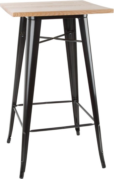  Bolero Bistro Bartisch mit Holzplatte schwarz 