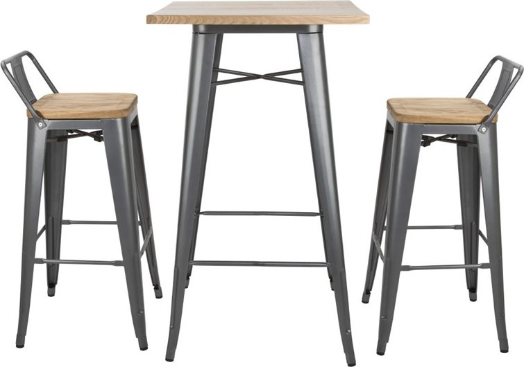  Bolero Bistro Bartisch mit Holzplatte grau 