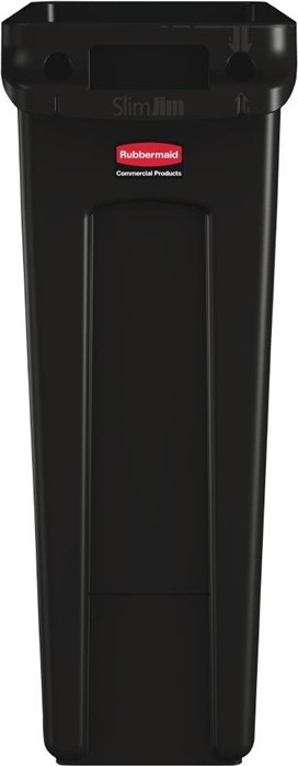  Rubbermaid Slim Jim Abfalleimer mit Entl&uuml;ftungsschlitzen schwarz 87L 