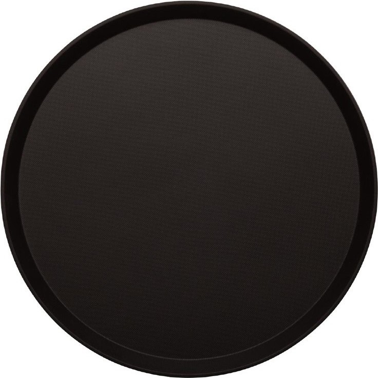  Cambro Treadlite rundes rutschfestes Fiberglas Tablett schwarz 35,5cm 