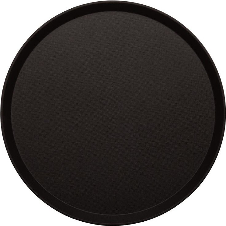  Cambro Treadlite rundes rutschfestes Fiberglas Tablett schwarz 35,5cm 