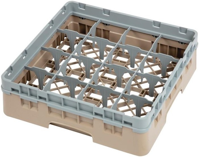  Cambro Gl&auml;sersp&uuml;lkorb beige mit 16 F&auml;chern max Glash&ouml;he 9,2cm 