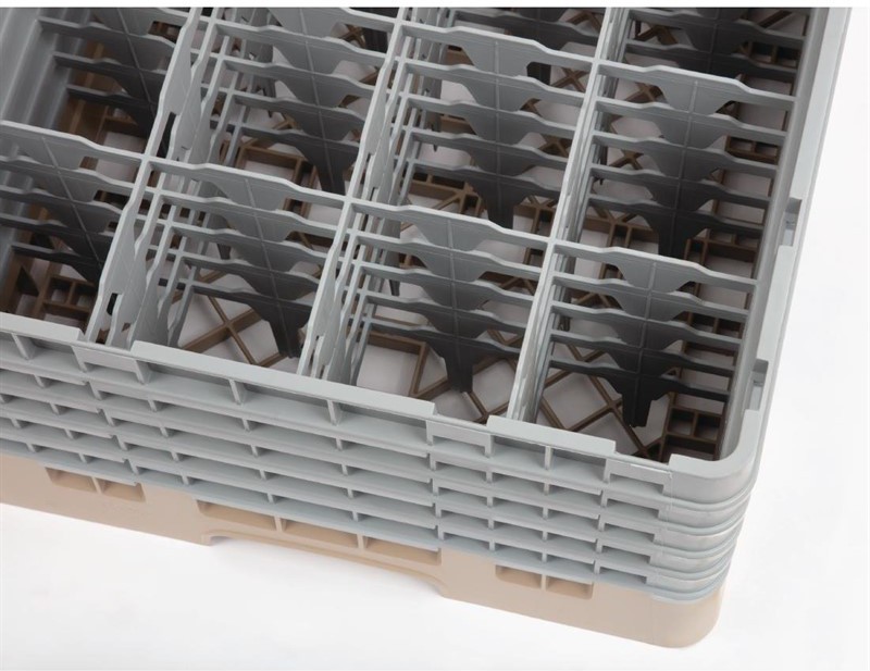 Cambro Gl&auml;sersp&uuml;lkorb beige mit 16 F&auml;chern max Glash&ouml;he 25,7cm 
