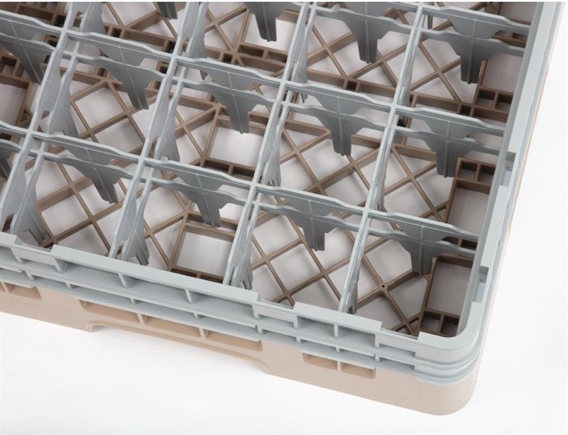  Cambro Gl&auml;sersp&uuml;lkorb beige mit 25 F&auml;chern max Glash&ouml;he 13,3cm 