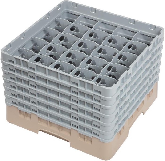  Cambro Gl&auml;sersp&uuml;lkorb beige mit 25 F&auml;chern max Glash&ouml;he 29,8cm 
