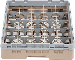  Cambro Gl&auml;sersp&uuml;lkorb beige mit 25 F&auml;chern max Glash&ouml;he 9,2cm 